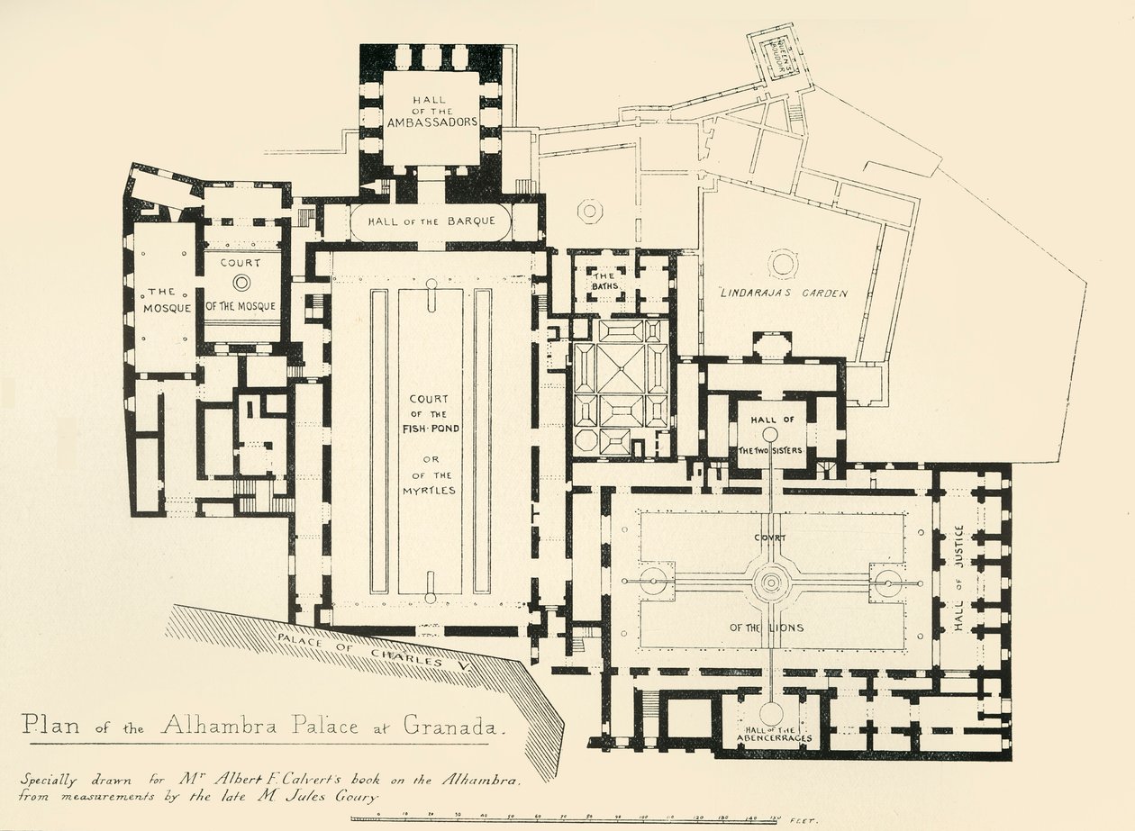 A granadai Alhambra-palota terve, 19. század, 1907. alkotó: Unbekannt