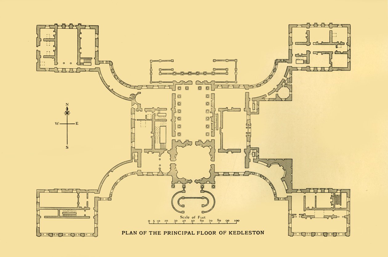Kedleston főemeletének terve, 1925. alkotó: Unbekannt