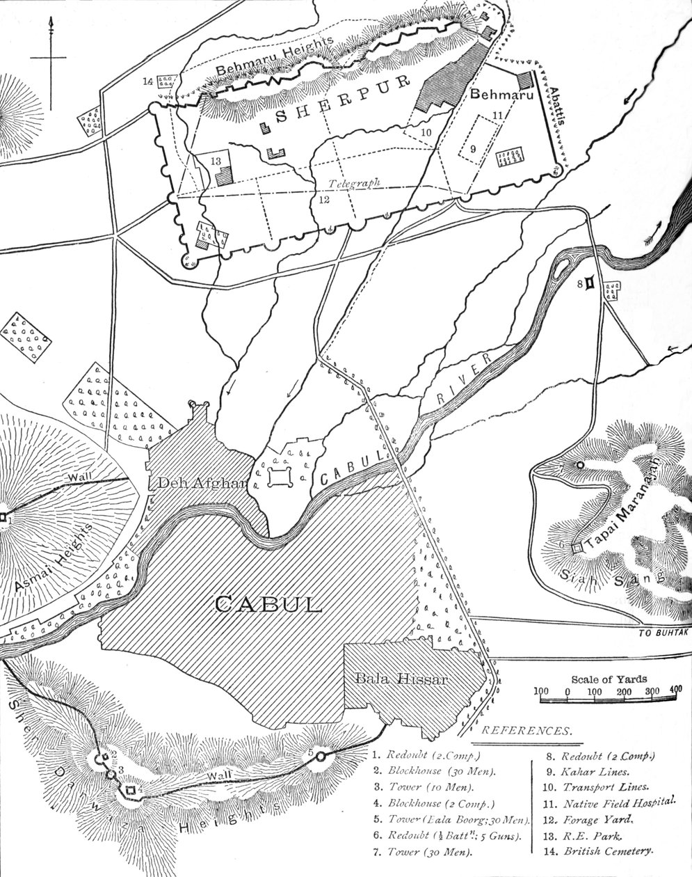 A Sherpur Cantonments terve, 1880 alkotó: Unbekannt
