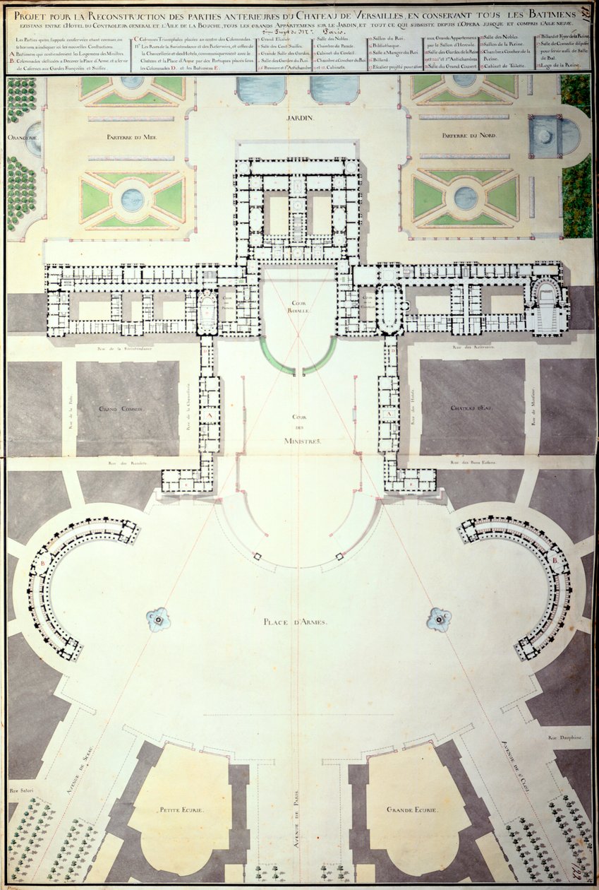Versailles átalakítási tervei, Franciaország, 1780 alkotó: Unbekannt