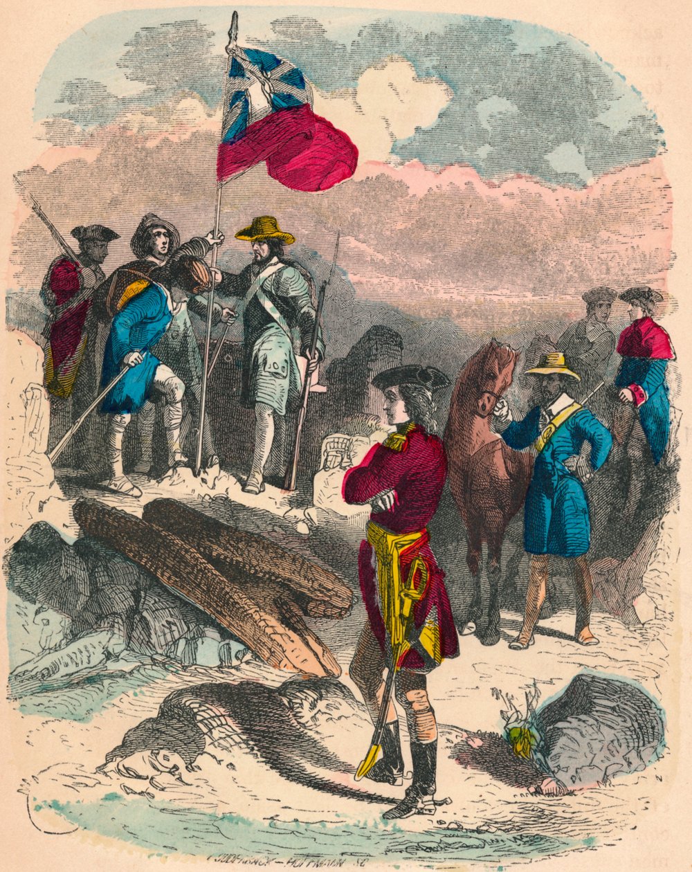 Királyi zászló kitűzése Fort Duquesne romjain, 1758 alkotó: Unbekannt