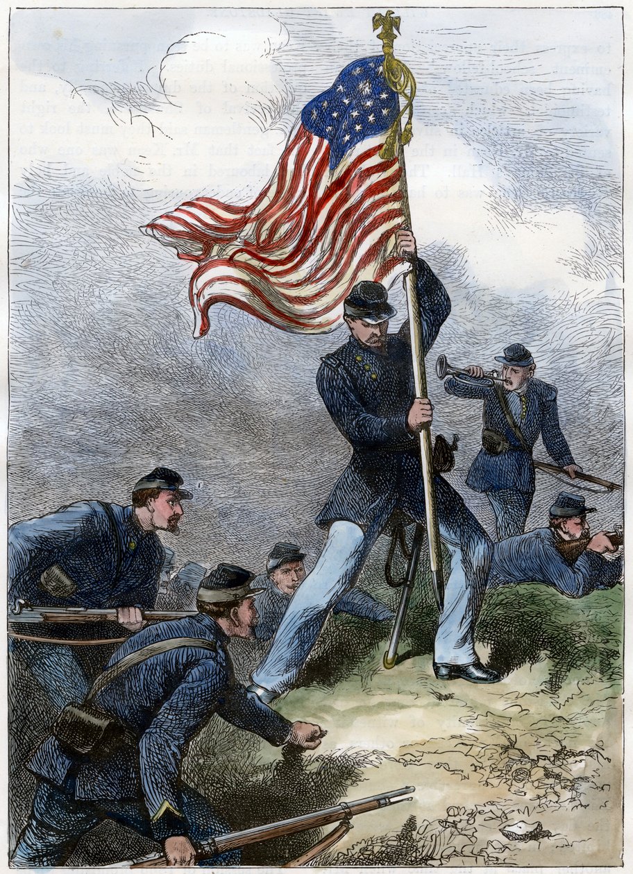 Az Unió zászlójának kitűzése egy bástyára, Vicksburg ostroma, 1863 alkotó: Unbekannt