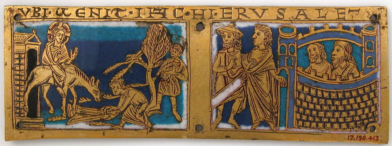 Emléktábla egy hordozható oltárról Jézus életének jeleneteivel, német, kb. 1160-80. alkotó: Unbekannt