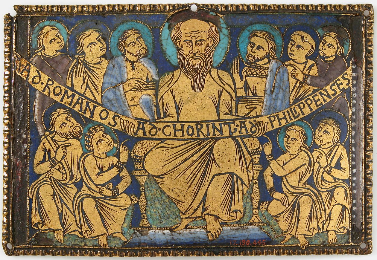 Emléktábla Szent Pállal és tanítványaival, brit, kb. 1160-80. alkotó: Unbekannt