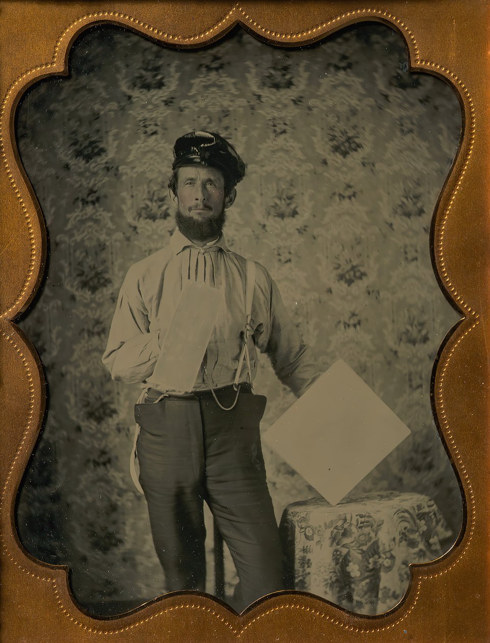 Olajbőr kalapban vakoló, 1850-60-as évek. alkotó: Unbekannt