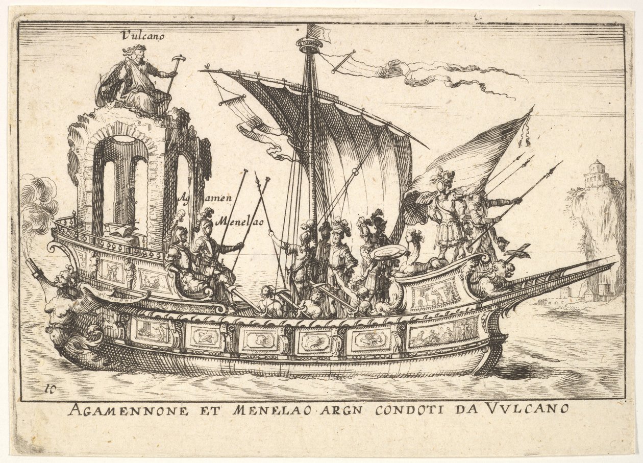 10. tábla: Agamemnon és Menelaosz egy csónakban ülve más alakokkal, köztük V..., 1664. alkotó: Unbekannt