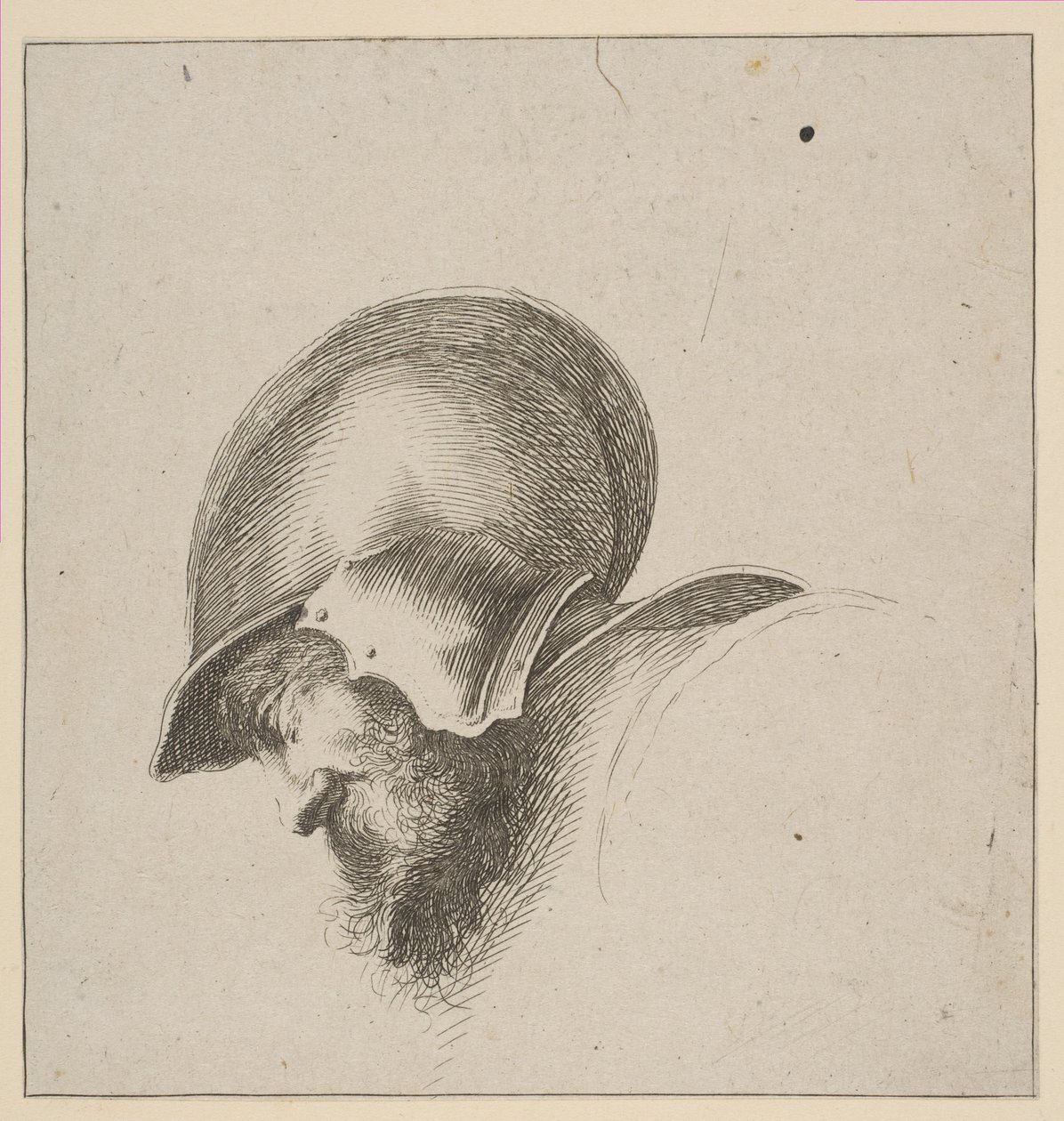 10. tábla: katona feje, a Rajz alapjai I principii del disegno című könyvből, 1641 után. alkotó: Unbekannt