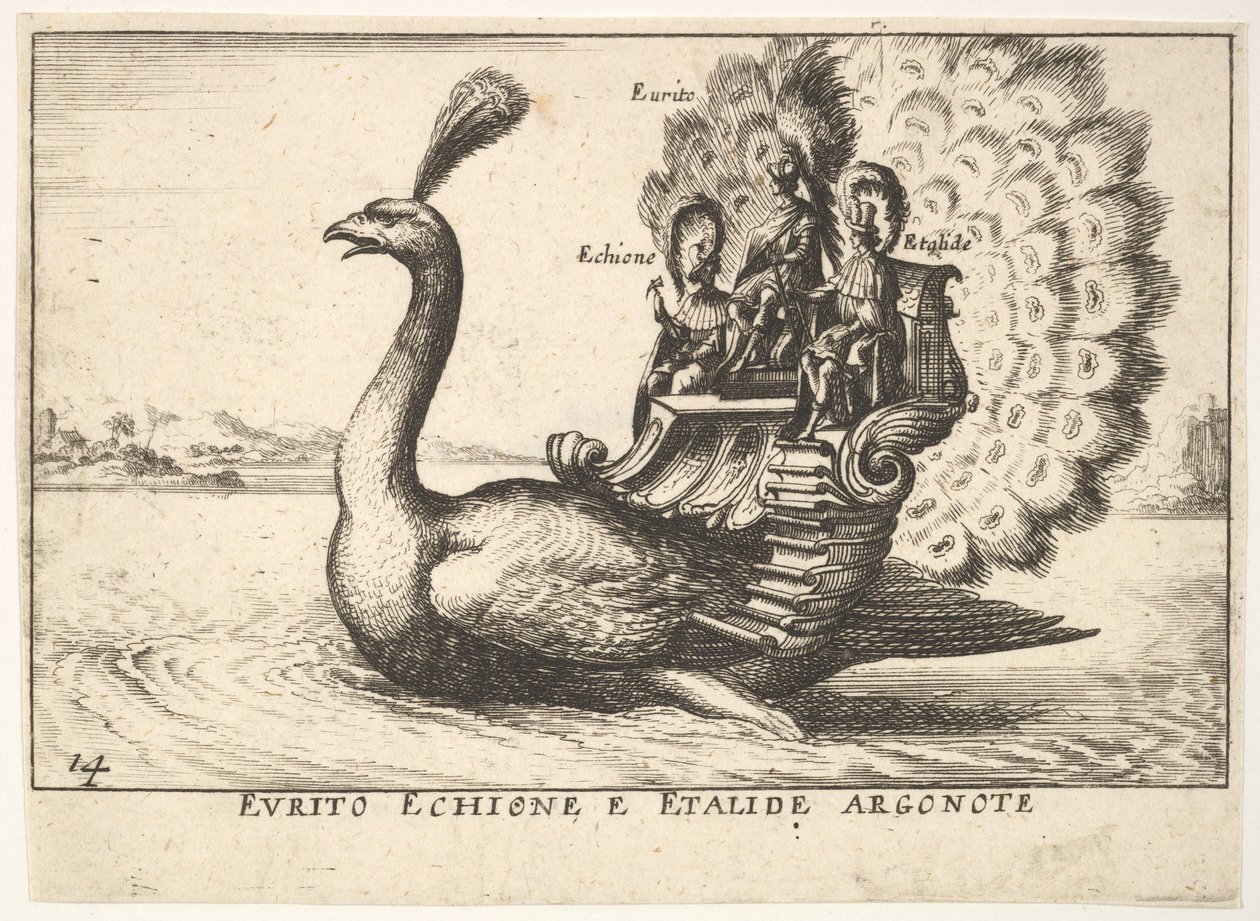 14. tábla: Az argonauták Eurytus, Echion és Aethalides Eurito Echione e Etalide Argonote..., 1664. alkotó: Unbekannt