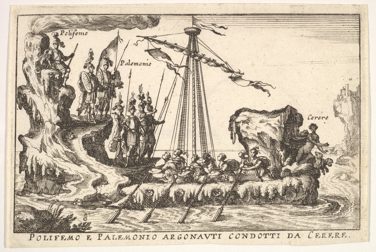 8. tábla: Polyphemus és Palemonius Ceres Polifemo e Palemonio Argonauti condotti d ... vezetésével, 1664. alkotó: Unbekannt