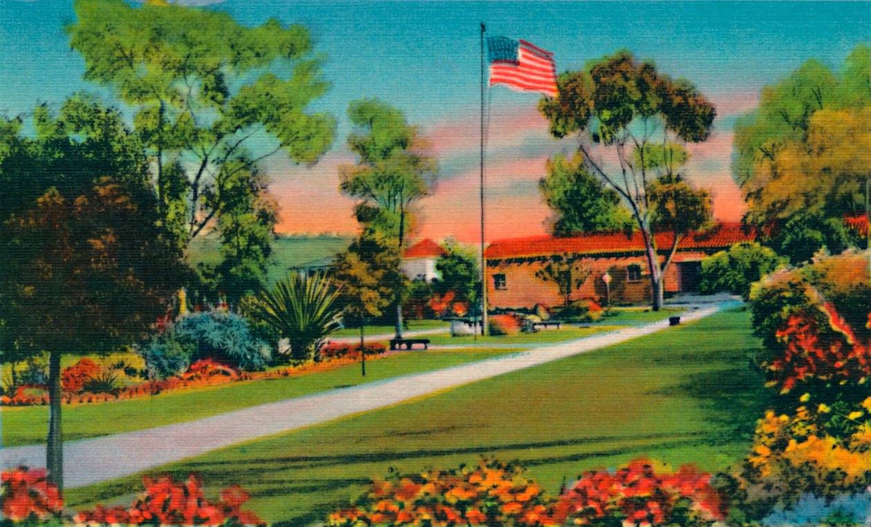 Plaza, ahol 1846-ban kitűzték az első amerikai zászlót Kaliforniában. San Diego, California, c194 alkotó: Unbekannt
