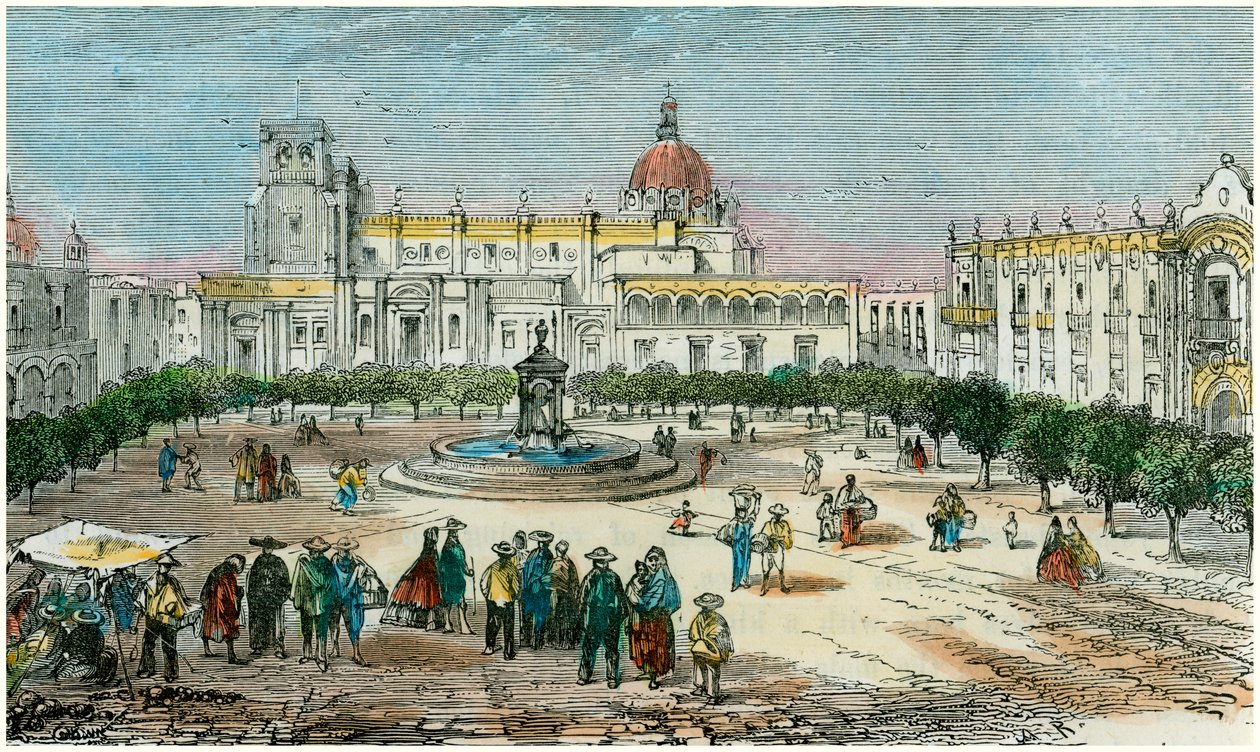 Plaza of Guadalajara, Jalisco államban, Mexikóban, 1880 alkotó: Unbekannt