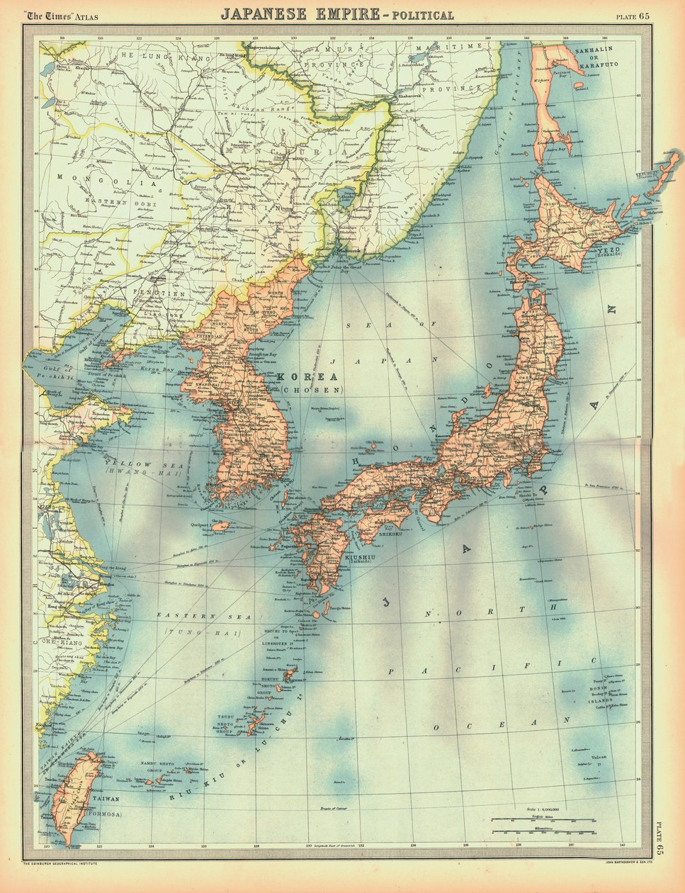 A Japán Birodalom politikai térképe, XX. század eleje alkotó: Unbekannt