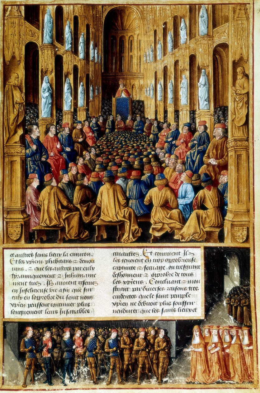 II. Urbán pápa elnököl a Clermont-i Zsinatban, Franciaország, 1095 c1490 alkotó: Unbekannt