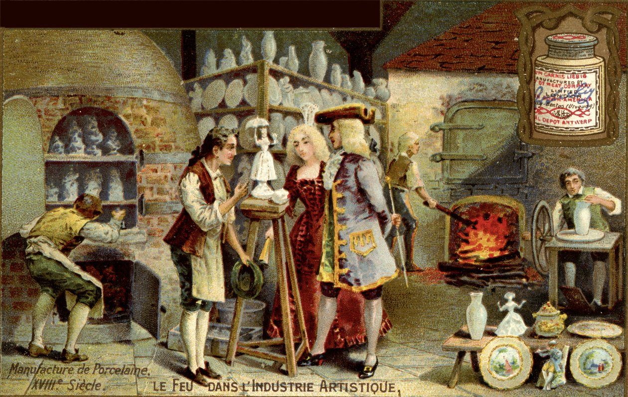 Porcelángyártás a 18. században Egy francia reklámból alkotó: Unbekannt