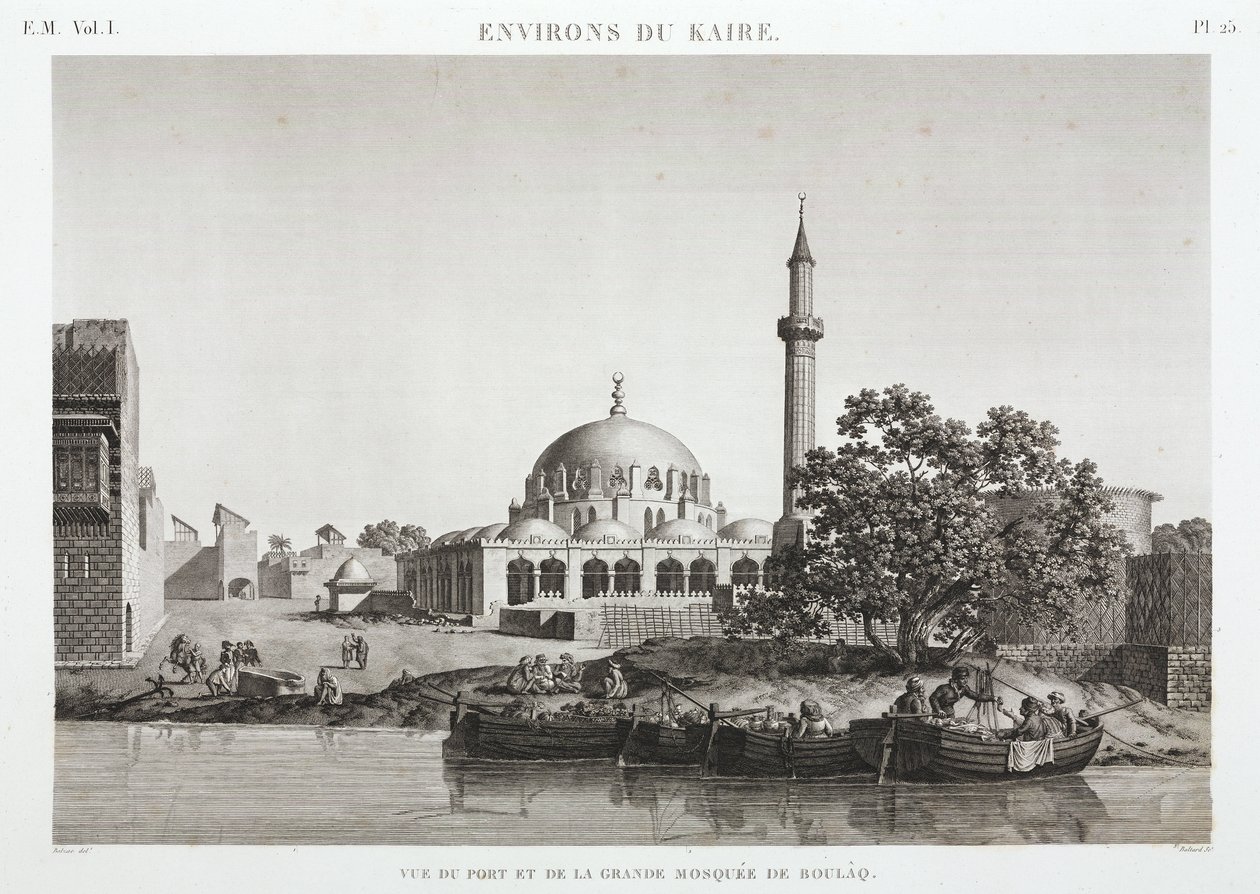 Boulaq kikötője és nagymecsetje, Kairó, Egyiptom, 1798 körül alkotó: Unbekannt
