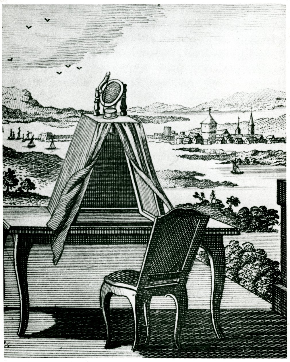 Hordozható sátor típusú camera obscura, 1764 alkotó: Unbekannt