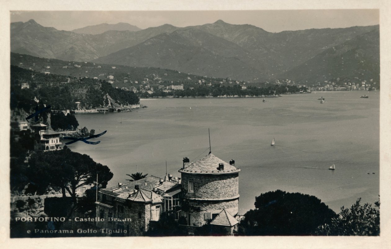Portofino – Castello Brown és a Tigullio-öböl panorámája, 1900. alkotó: Unbekannt