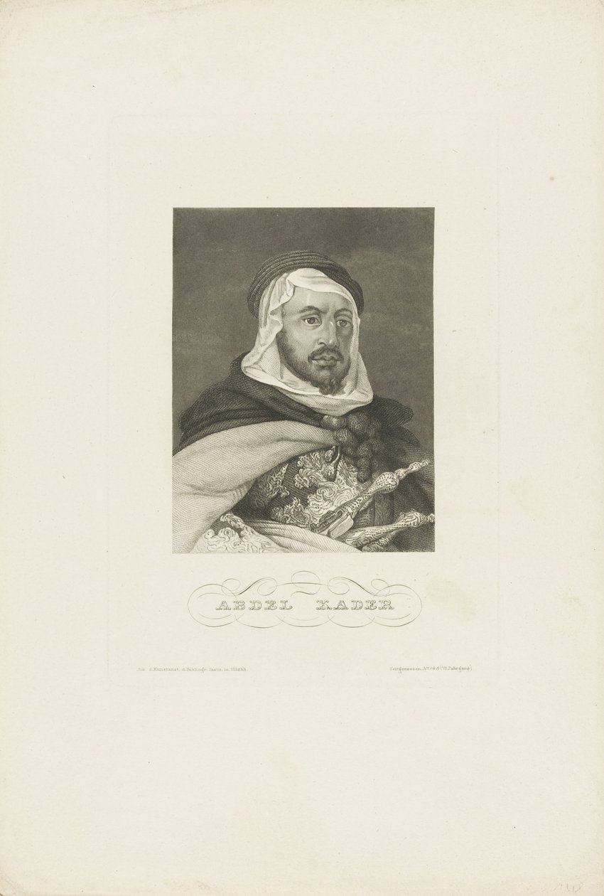 Abdelkader ibn Muhieddine portréja 1808-1883, 1860 körül. alkotó: Unbekannt