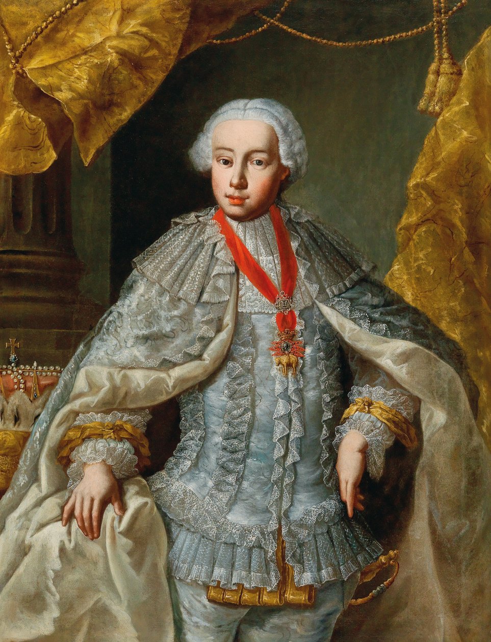 Lipót főherceg portréja, a leendő II. Lipót császár esküvői ruhában, kb. 1764-1765. alkotó: Unbekannt