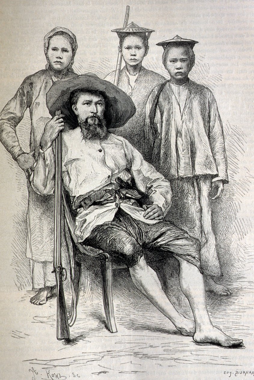 Auguste Pavie (1847-1925) francia felfedező és diplomata indokínai portréja – Metszet alkotó: Unbekannt