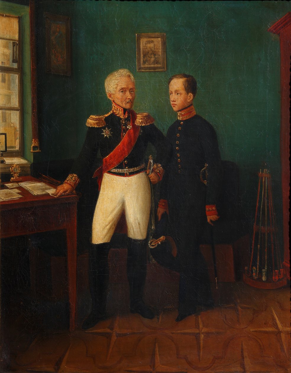 Fjodor Grigorjevics Friedrich August Goldgeuer tábornok portréja 1771-1848 fiával, Mihaillal, c. alkotó: Unbekannt