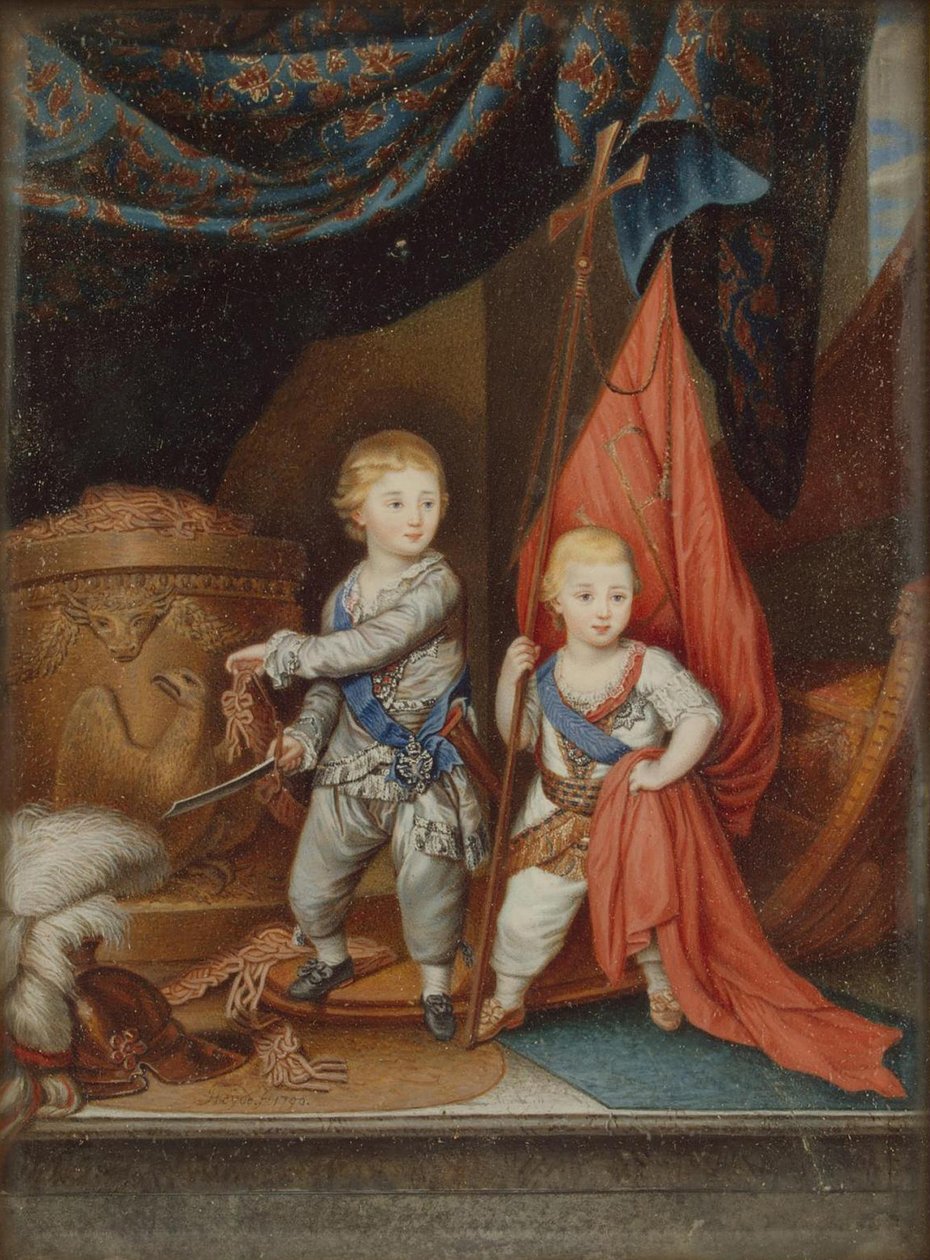 Alekszandr Pavlovics és Konstantin Pavlovics nagyhercegek portréja gyermekként, 1790 alkotó: Unbekannt