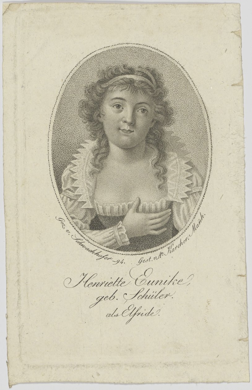 Henriette Hendel-Schütz portréja, született Schüler 1772-1849 Elfride néven, 1794. alkotó: Unbekannt
