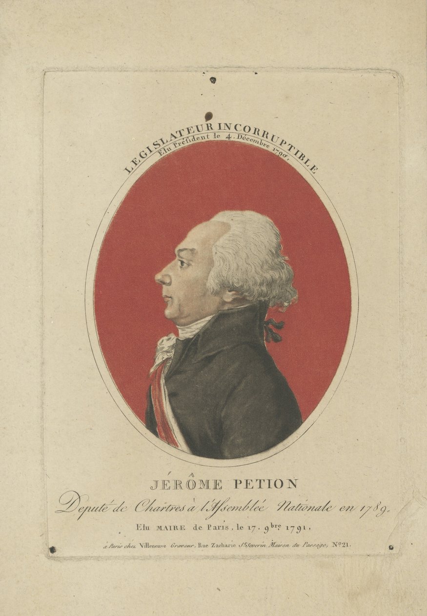Jérôme Pétion de Villeneuve portréja 1756-1794, c. 1800. alkotó: Unbekannt