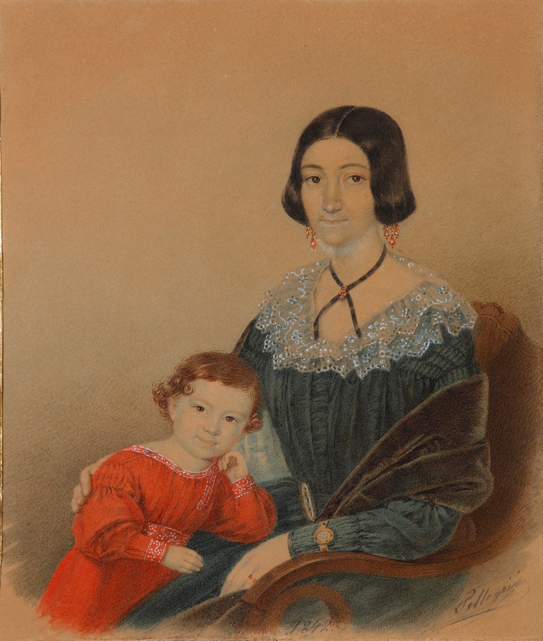 Maria Prohorovna Krivcova portréja fiával, Sándorral, 1841 alkotó: Unbekannt