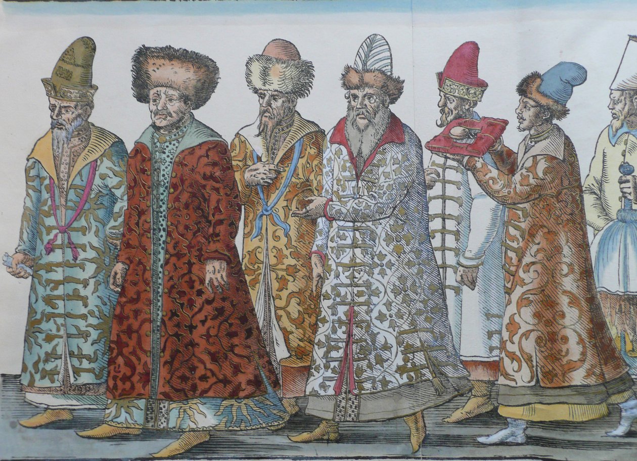 Iván III, Vaszilij III Ivanovics, IV. Ivan orosz moszkvai uralkodók és kísérete portréja alkotó: Unbekannt