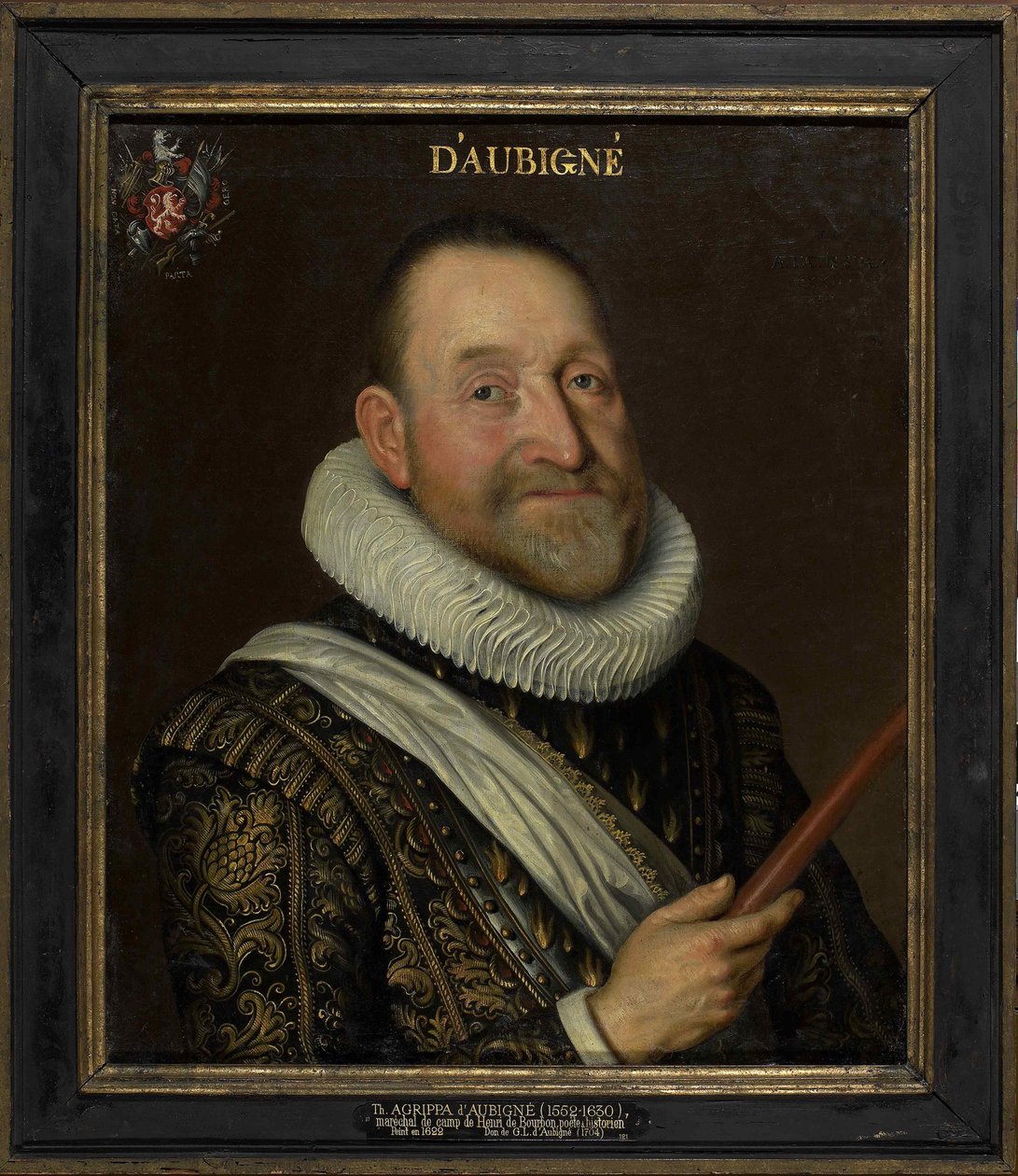 Théodore Agrippa, dAubigné chevalier 1552-1630 portréja, 17. század első harmada. alkotó: Unbekannt