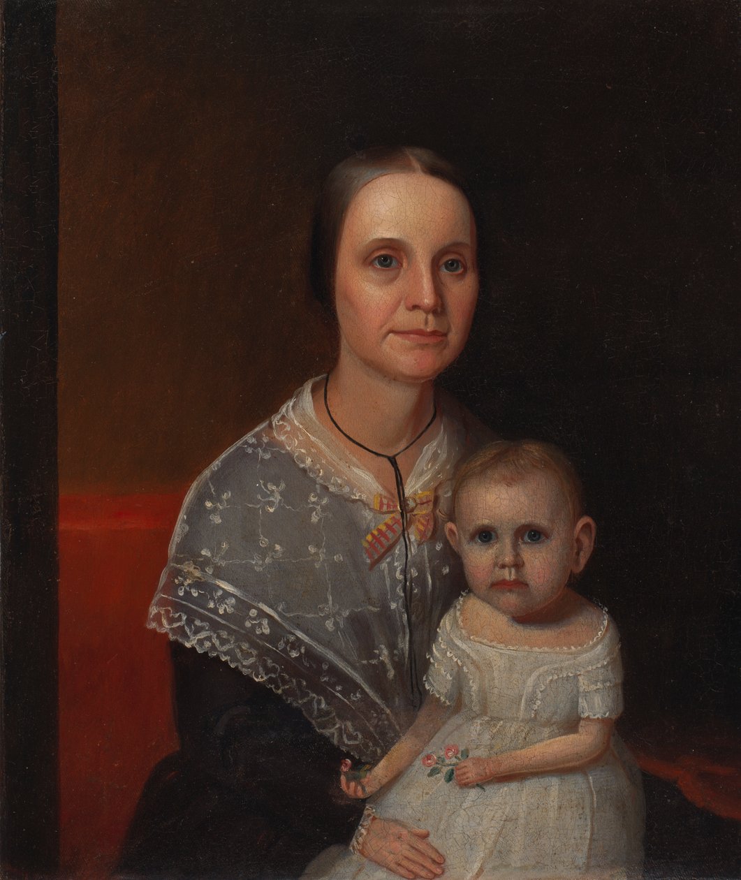 Anya és gyermek portréja, kb. 1850. alkotó: Unbekannt