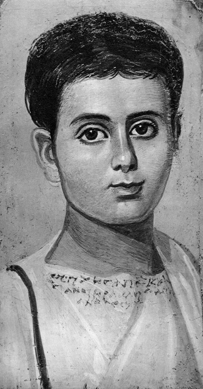 Egy fiatal fiú portréja, Al-Fayyum, Egyiptom, 1936. 2. század alkotó: Unbekannt