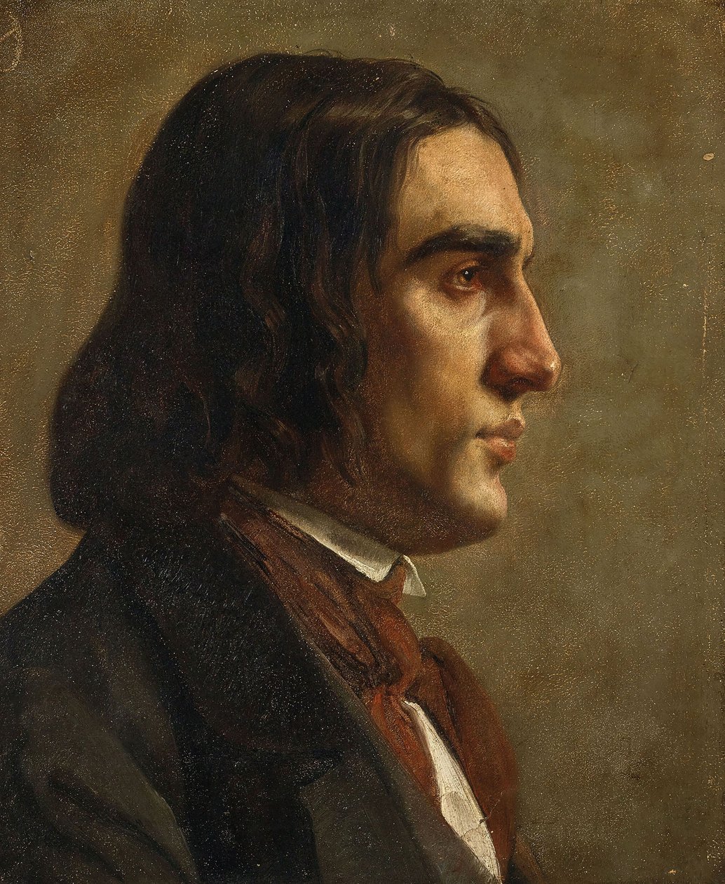 Robert Schumann zeneszerző portréja 1810-1856, c. 1840. alkotó: Unbekannt