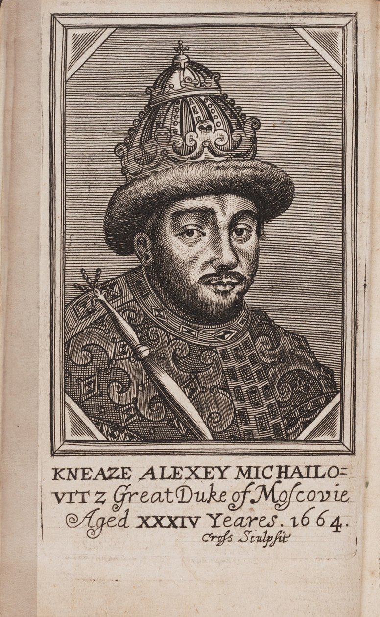 Alekszisz I. Mihajlovics orosz cár portréja 1629-1676 Forrás: Oroszország jelenlegi állama, Samuel Collins, 1664 alkotó: Unbekannt