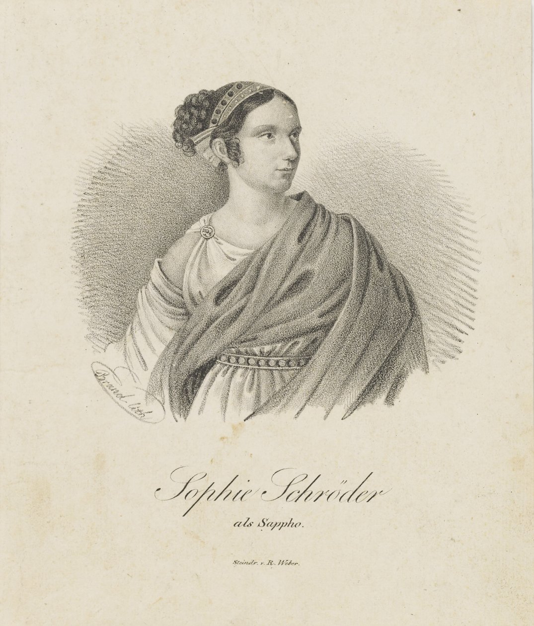 Az énekes és színésznő, Sophie Schröder portréja 1781-1868 Sappho néven, 1833. alkotó: Unbekannt