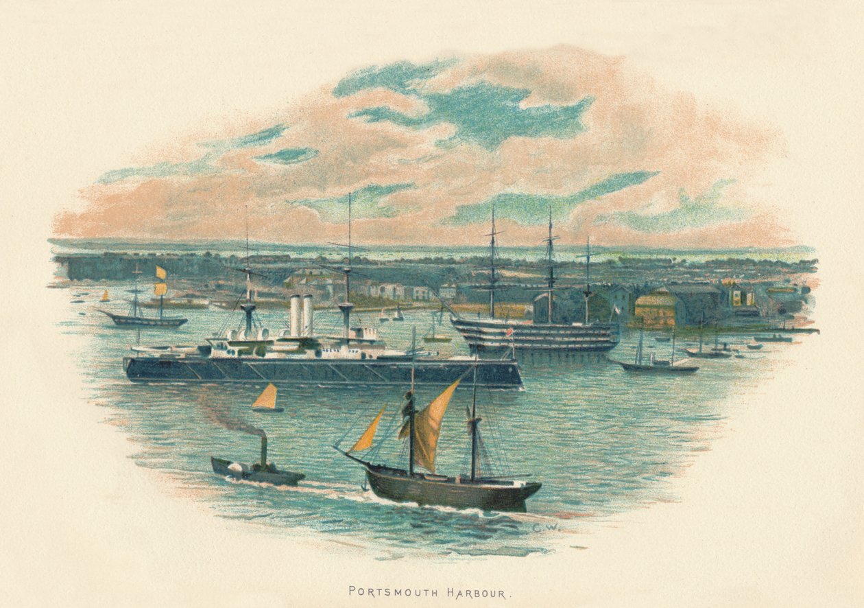 Portsmouth kikötője, 1890 alkotó: Unbekannt