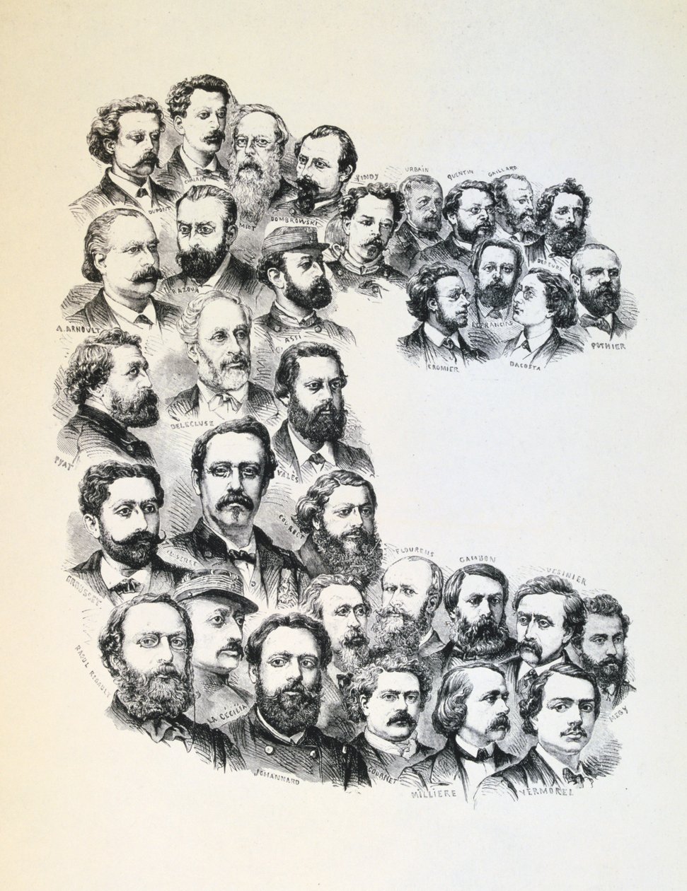 Plakát a kommunáriusok portréival, Párizs Kommün, 1871. alkotó: Unbekannt
