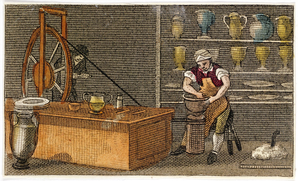 Fazekas dolgozik a Wedgwoods Etruria gyárban, Hanley, Staffordshire, 1830 alkotó: Unbekannt