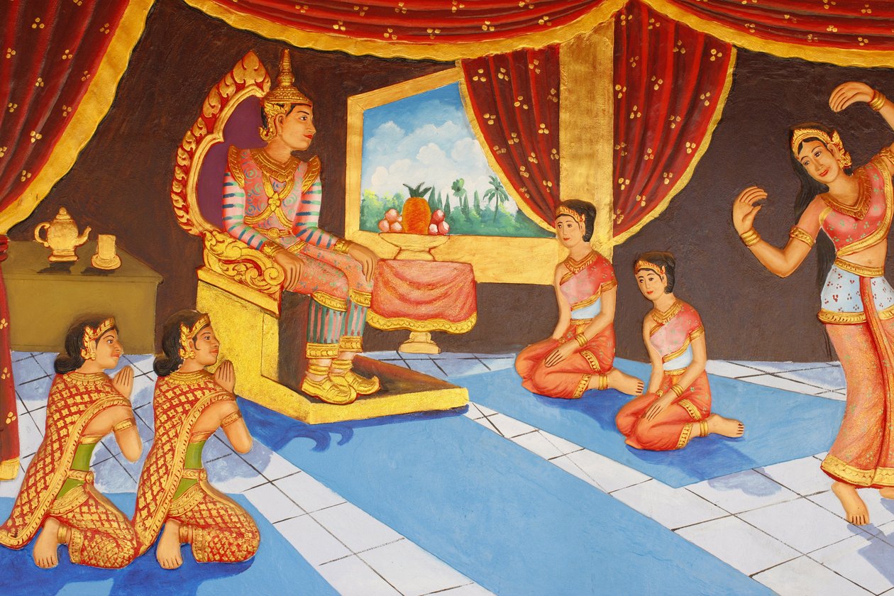 Preah Prom Rath kolostor Buddha élete Tánc a palotában, Siem Reap, Kambodzsa alkotó: Unbekannt