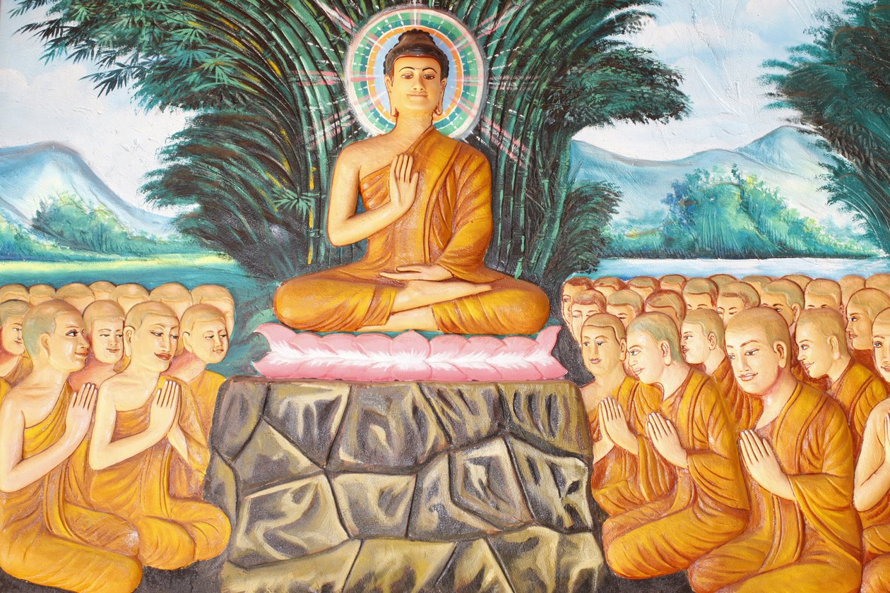 Preah Prom Rath kolostor A Buddha élete Az arahants gyülekezési utasítása, Siem Reap, Kambodzsa alkotó: Unbekannt