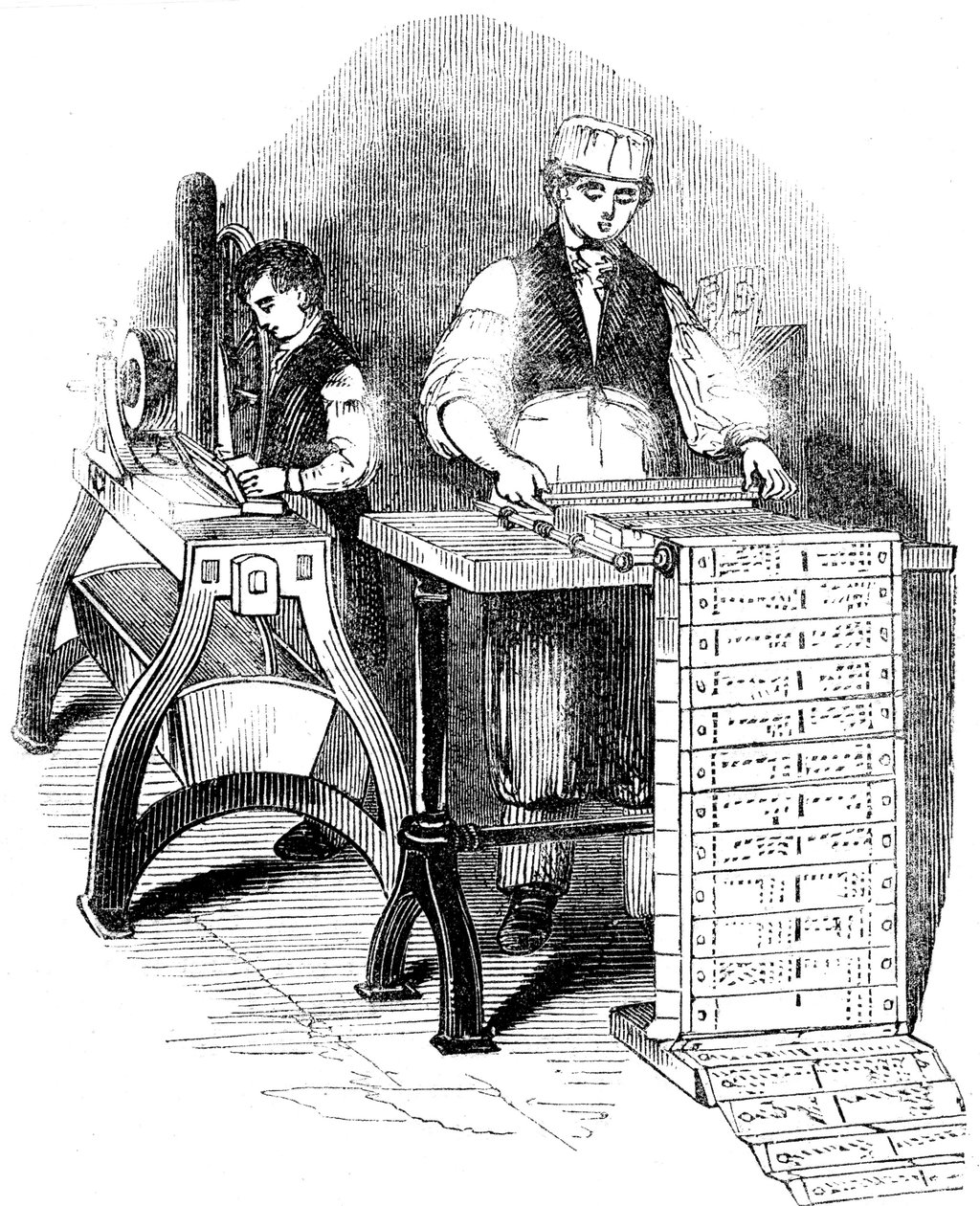 Lyukkártyák előkészítése Jacquard szövőszékhez, 1844 alkotó: Unbekannt