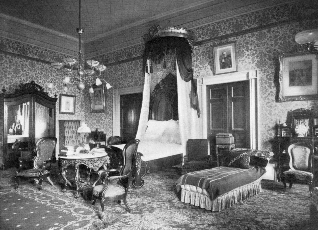 Harrisons elnök hálószobája a Fehér Házban, Washington DC, USA, 1908 alkotó: Unbekannt