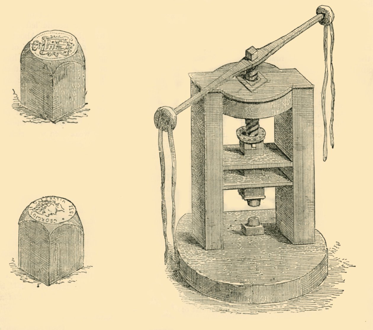 Press and Dies Korábban a pénzverdében használták, c1872. alkotó: Unbekannt