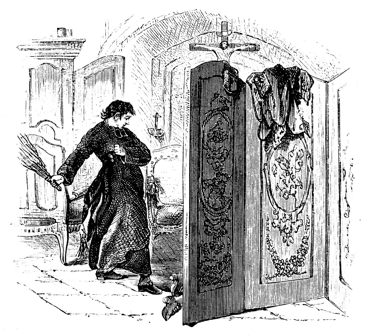 Bűnbánót nyírfával ostorozó pap, 1876. sz alkotó: Unbekannt