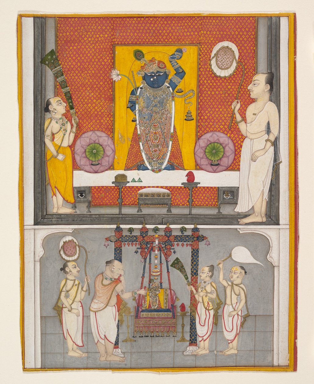 Papok Shri Nathji előtt, kb. 1820. alkotó: Unbekannt