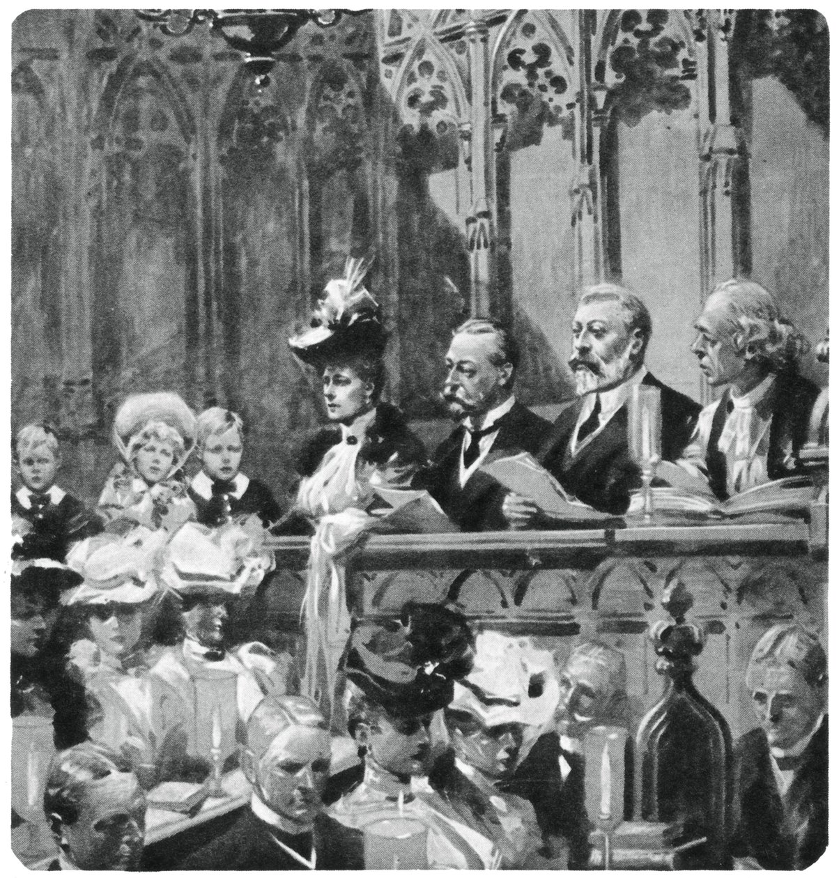 Albert herceg az apátság hálaadó istentiszteletén a szülei biztonságos visszatéréséért Indiából, 1906 1937 alkotó: Unbekannt