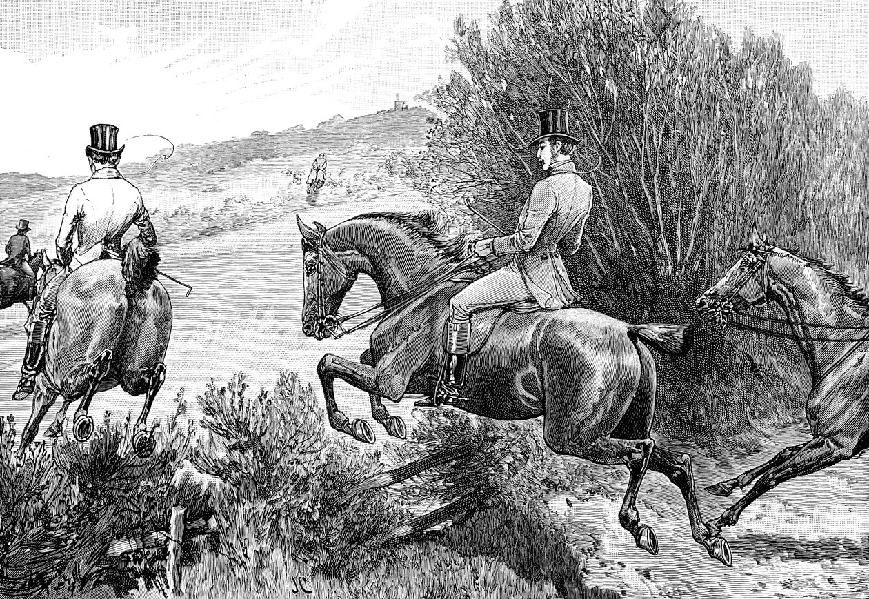 Albert herceg vadászik a Belvoir kastély közelében, Leicestershire, 1840-es évek, 1900 alkotó: Unbekannt