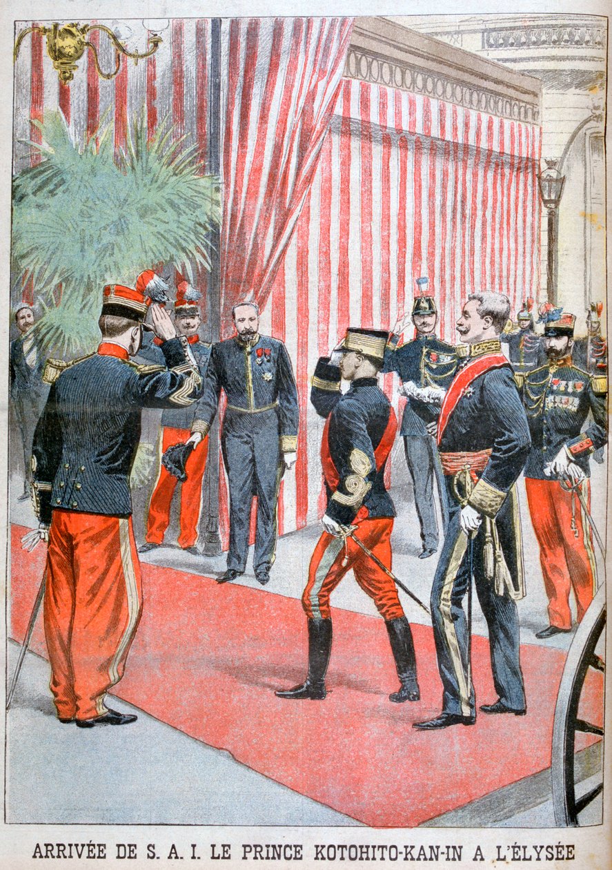 Kotohito Kan herceg, amikor megérkezik a párizsi Élysée-palotába, 1900 alkotó: Unbekannt