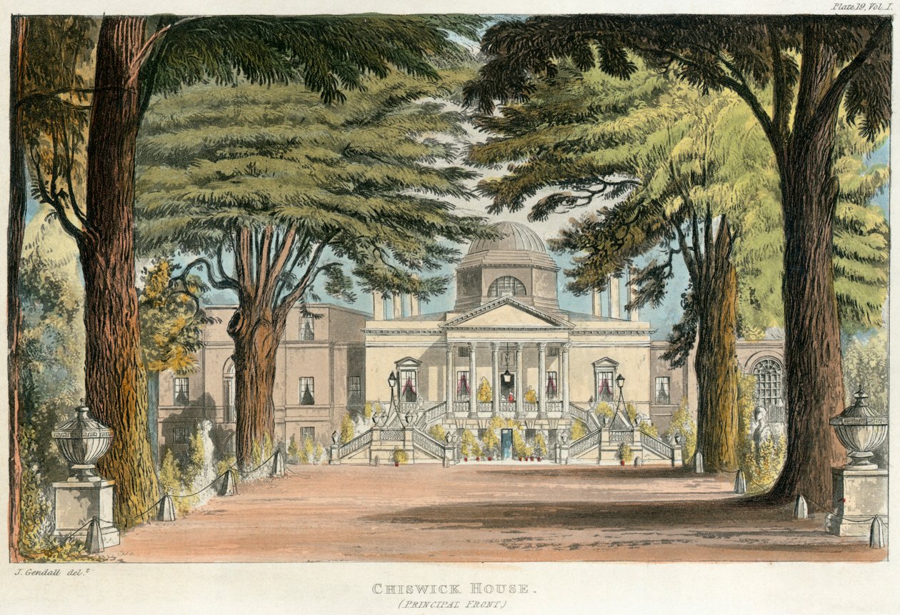 A Chiswick House fő homlokzata, Hounslow, London, 1823 alkotó: Unbekannt